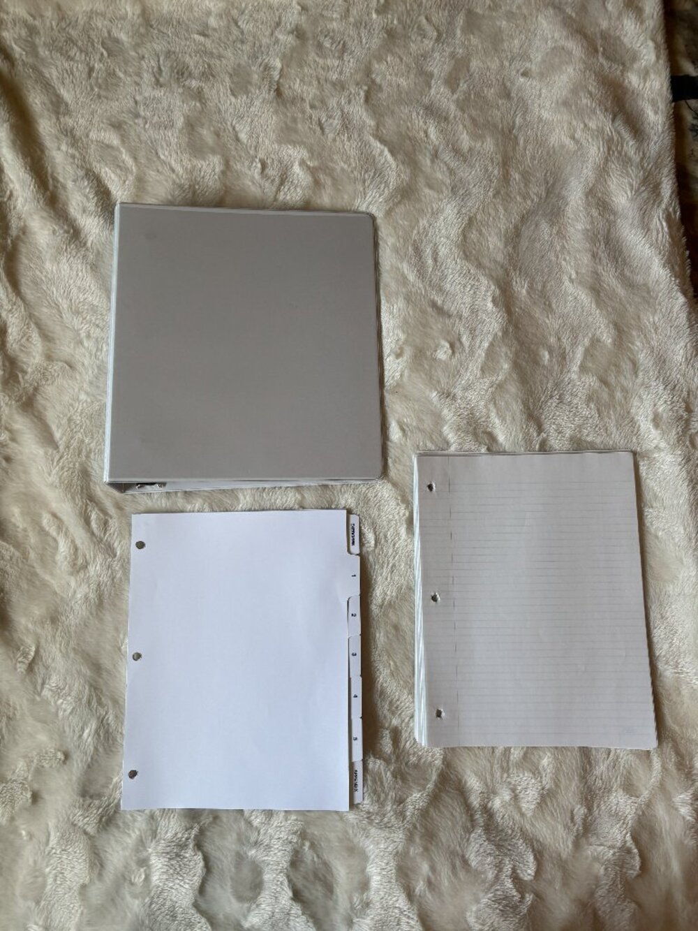 $10 ADD ON School Supplies White 1.5" Ring Binder Number Index Tabs Lined Paper